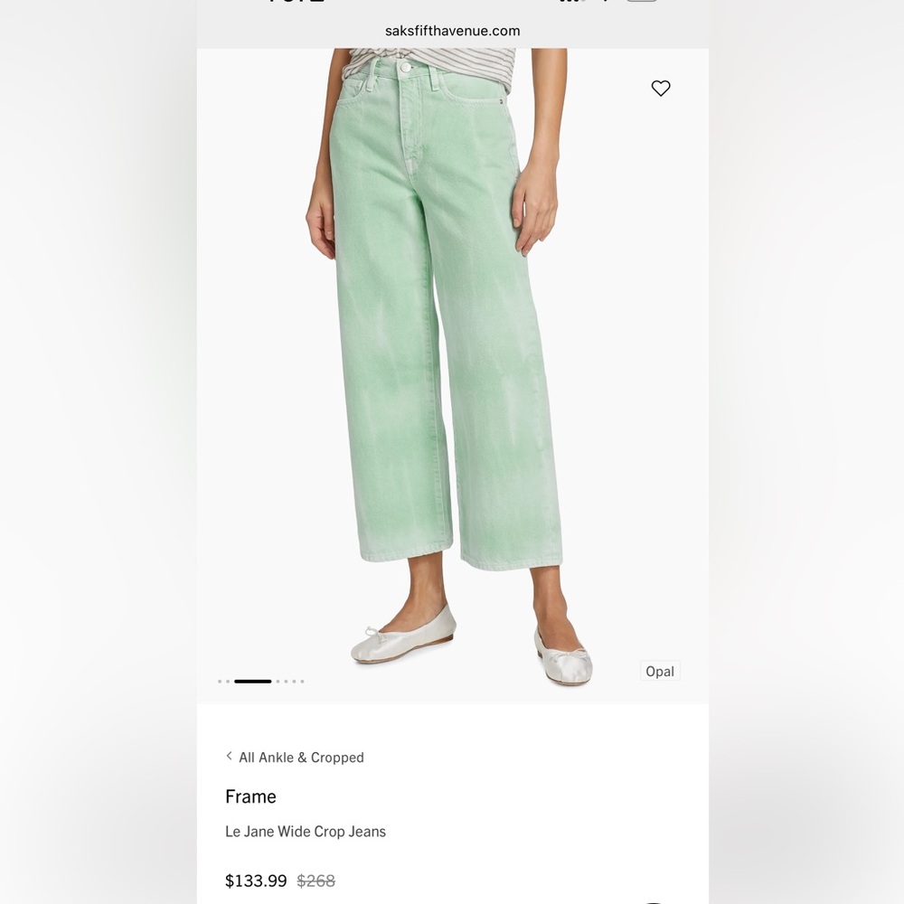 Frame Denim Le Jane Wide Leg Crop in Light Mint - Picture 6 of 6
